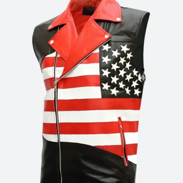 American Flag Leather Vest