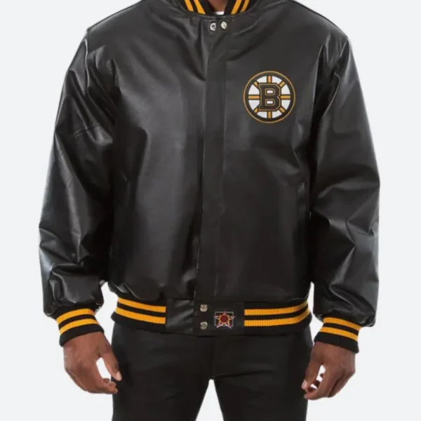 Boston Bruins Leather Bomber Jacket