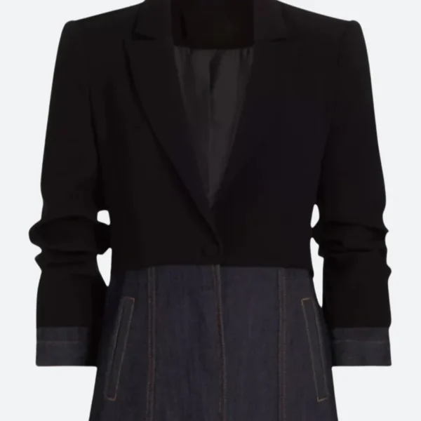 Found S02 Lacey Quinn Denim Mixed Media Blazer