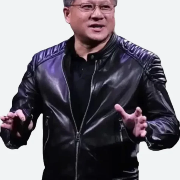 Jensen Huang Black Leather Jacket