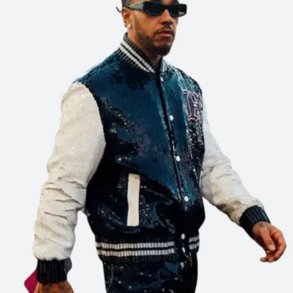 Las Vegas Grand Prix Lewis Hamilton Sequin Varsity Jacket