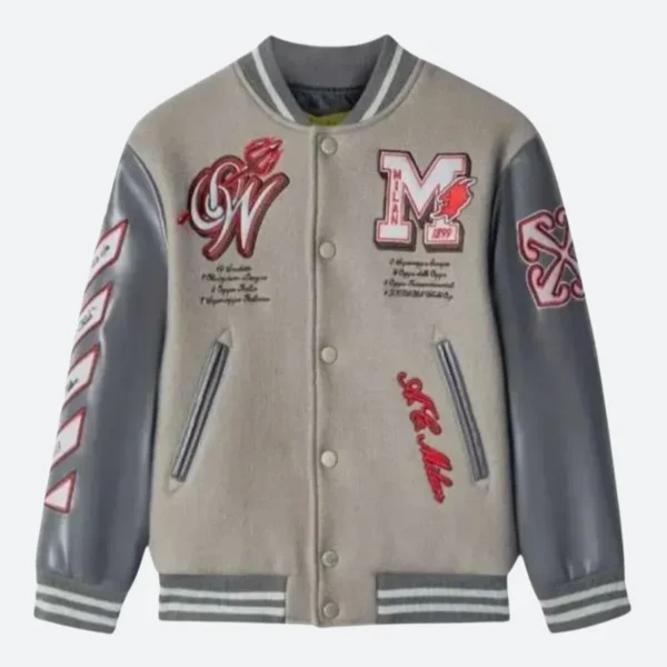Off White Ac Milan Letterman Varsity Jacket