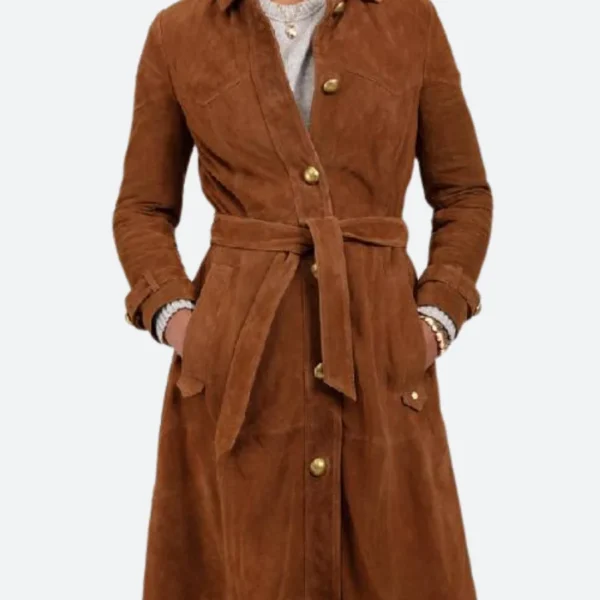 The Kelly Clarkson Show 2025 Kelly Clarkson Suede Leather Coat