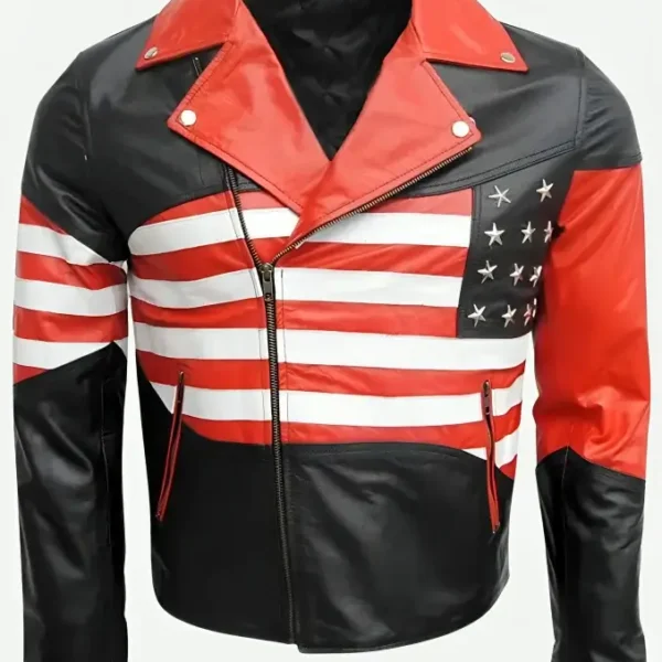American Flag Biker Leather Jacket