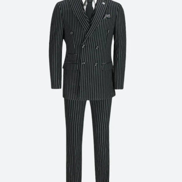 Wendell 1920s Fashion Black Stripped Suit
