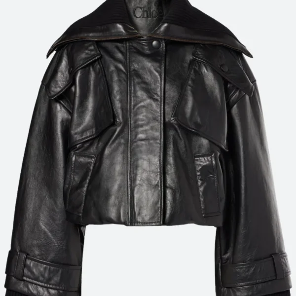 Paris Fashion Week 2024 Sienna Miller Leather Jacket